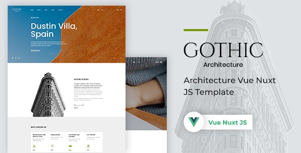 Vue JS Nuxt JS Architecture Website Template - Gothic